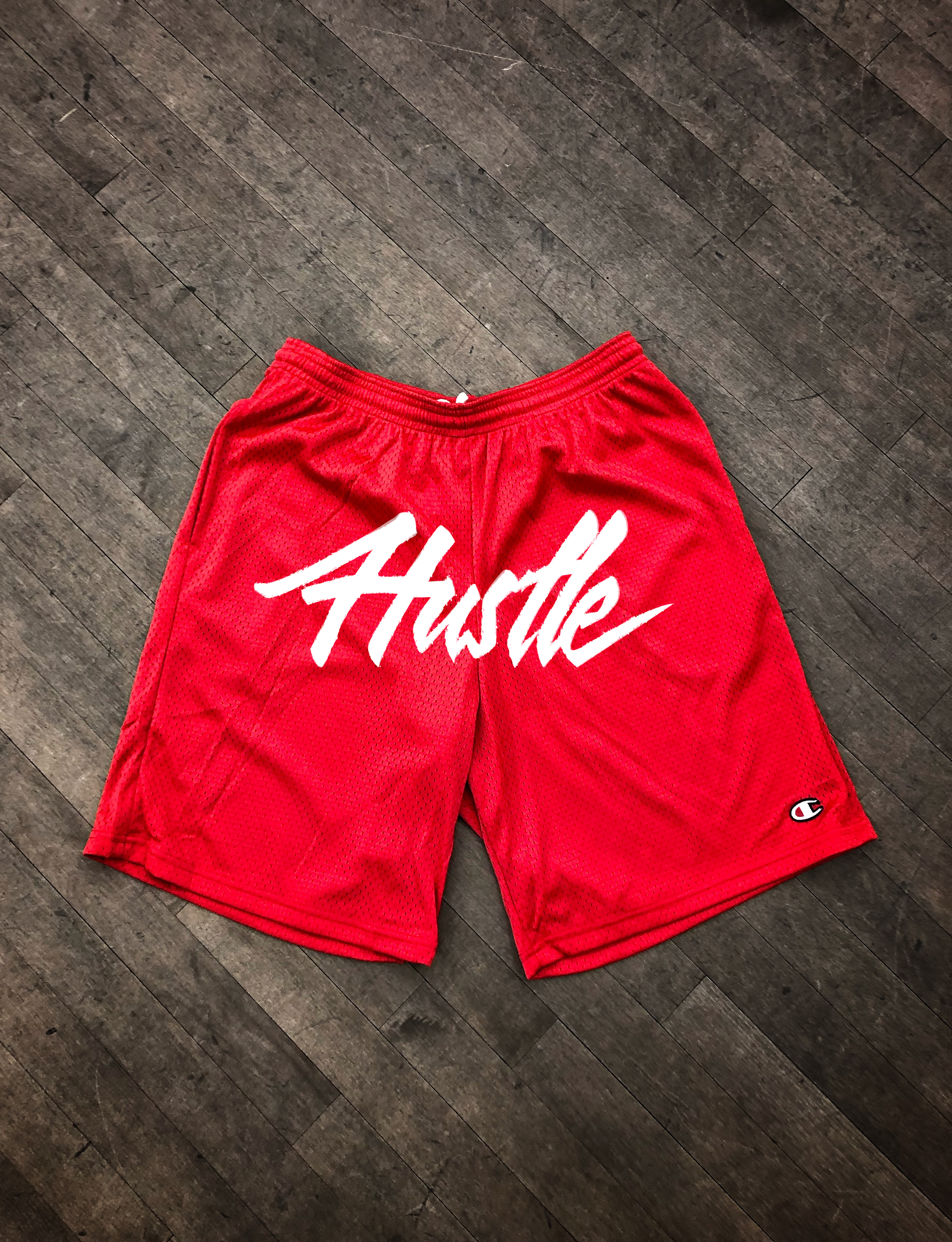 red mesh shorts